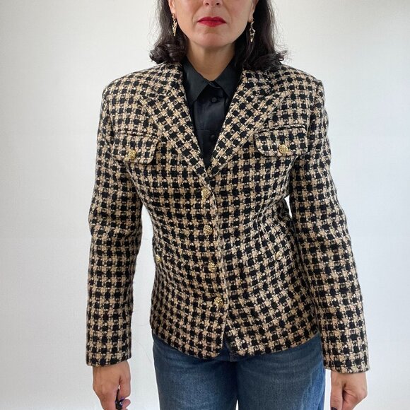 Next Originals - Classic Peak Lapel Tweed Jacket - Size S/M - Picture 5 of 16